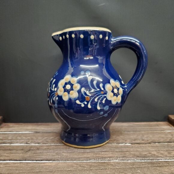 Vintage 1950-1960's Poland-Bunzlauer Style Ceramic Small Milk Cream Pitcher - Picture 1 of 10